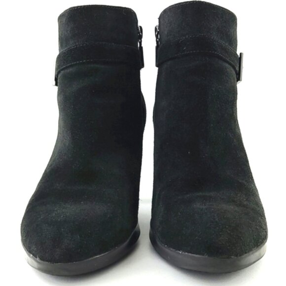 College Aqua Protect Waterproof Black Suede Ankle Boots Buckle Side Zip  Size 8M - Picture 3 of 15